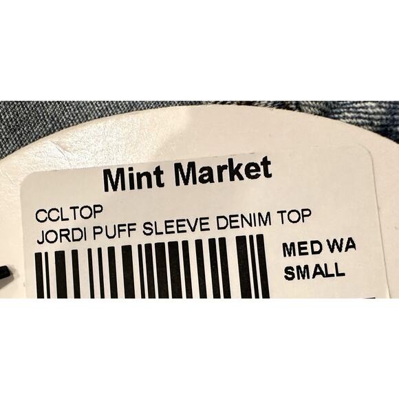 Signature 8 – Jordi Puff Sleeve Denim Crop Top – Medium Wash – Size S - Picture 5 of 5